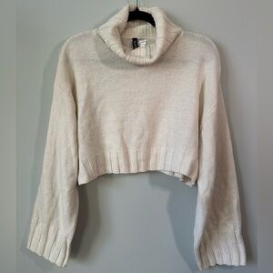 H&M Divided Crop Cream Cowl Neck Sweater
